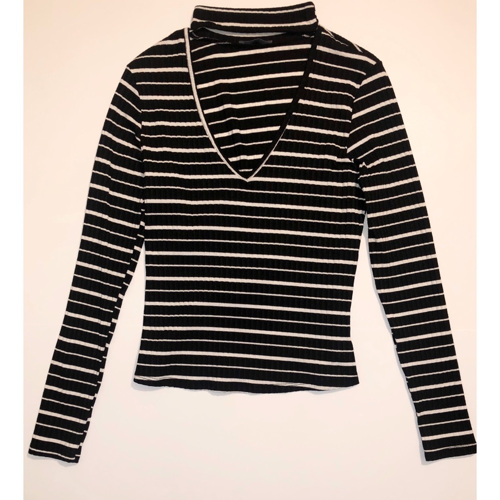 Long Sleeve Black & White Top